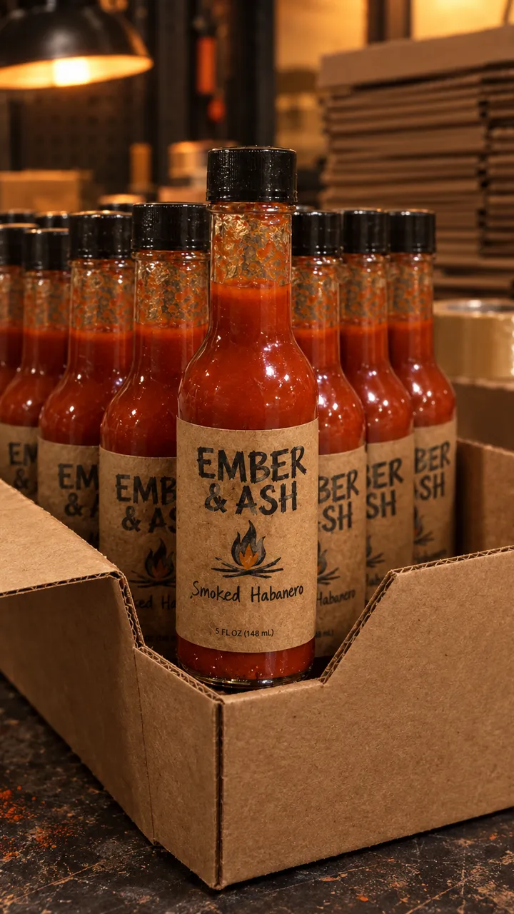 A shipping box packed with rows of the same bottle